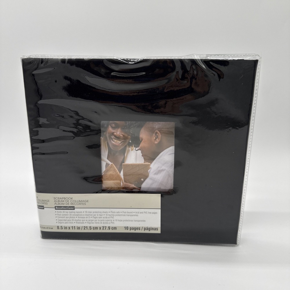 Recollections 8.5 x 11 Scrapbook Album 10 Pages. Black Textured Leather Look.
